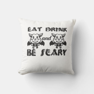 Eat Drink And Be Scary Aesthetic Unique Throw Pillow
