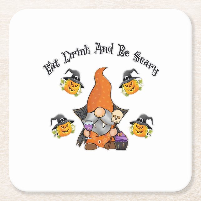 Eat Drink And Be Scary Basic Casual Square Paper Coaster (Front)
