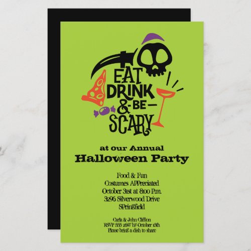 Eat Drink and Be Scary Budget Halloween Invitation
