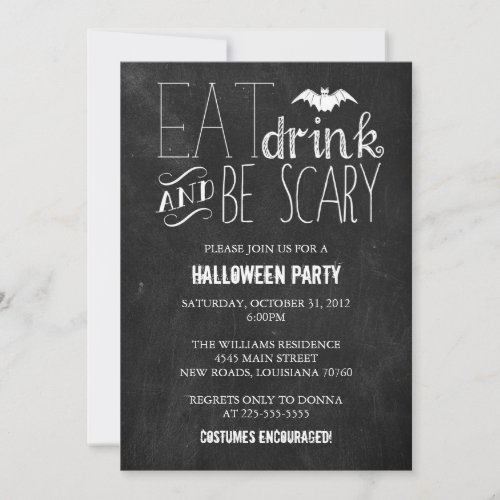 Eat Drink and Be Scary | Chalkboard Personalized Invites
