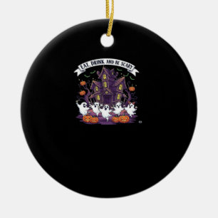 Eat Drink And Be Scary Classic Funny Retro Ceramic Ornament