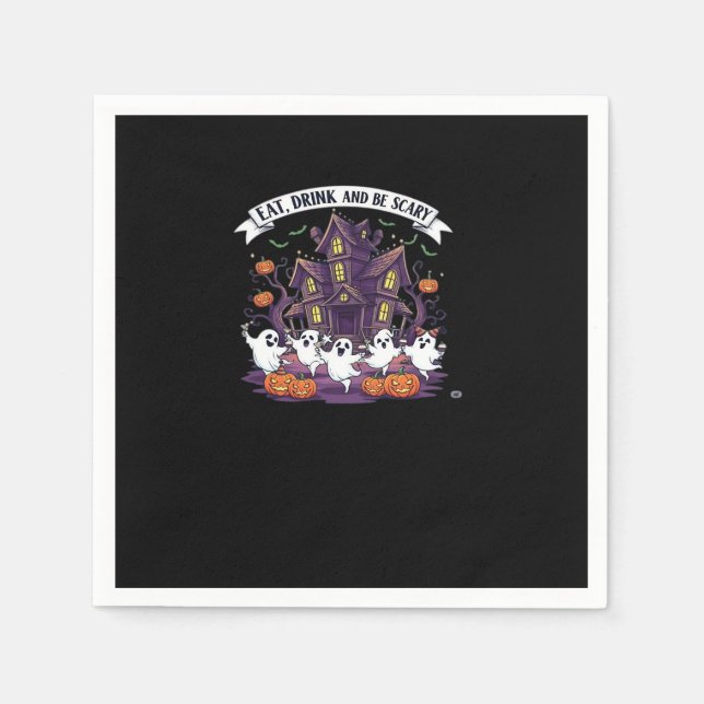 Eat Drink And Be Scary Classic Funny Retro Napkins (Front)
