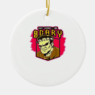 Eat Drink And Be Scary Frankenstein Halloween Crea Ceramic Ornament