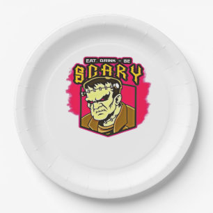 Eat Drink And Be Scary Frankenstein Halloween Crea Paper Plates