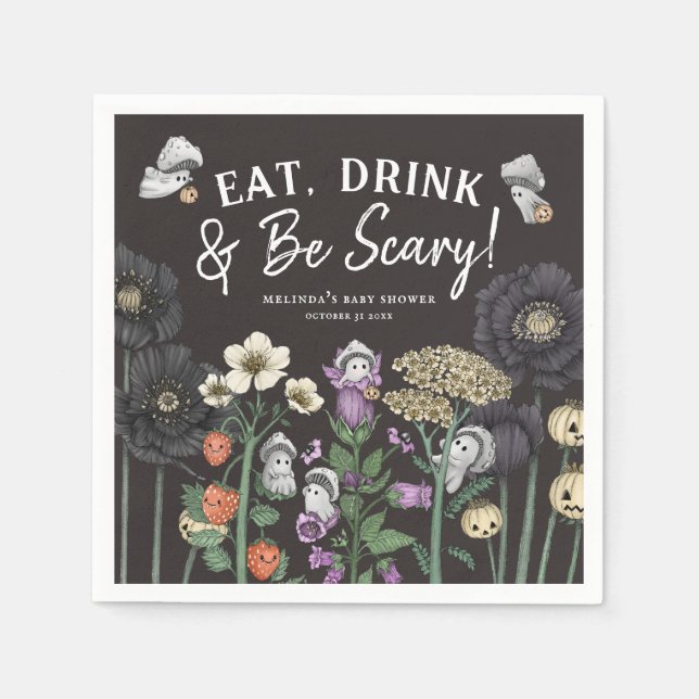 Eat Drink and Be Scary Halloween Baby Shower Napkins (Front)