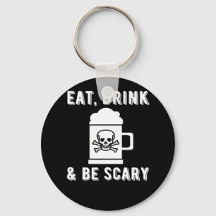 Eat Drink And Be Scary Halloween Beer Vintage Keychain