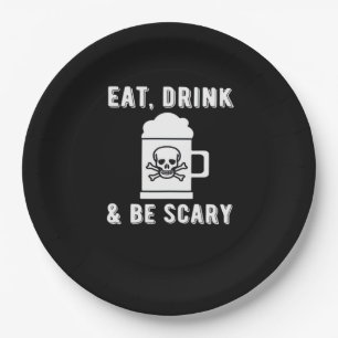 Eat Drink And Be Scary Halloween Beer Vintage Styl Paper Plates