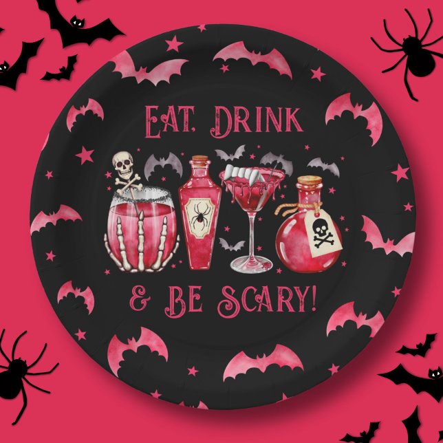 Eat Drink and Be Scary Halloween Cocktails Paper Plates (Eat Drink and Be Scary Halloween Cocktails Paper Plates)