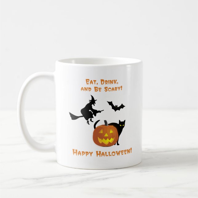 Eat, Drink, and Be Scary Halloween Coffee Mug (Left)