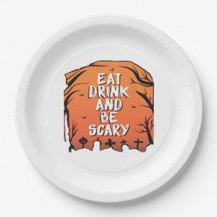 Eat Drink And Be Scary Halloween Design Creative S Paper Plates