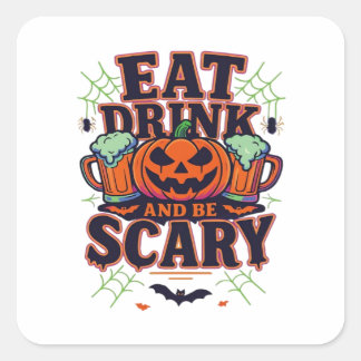 Eat Drink And Be Scary Halloween Design Creative S Square Sticker