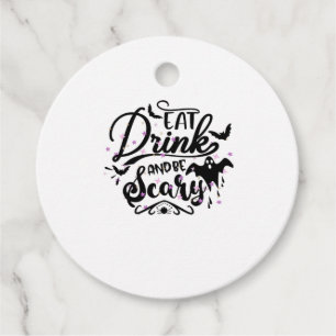 Eat Drink And Be Scary Halloween Design Trendy Art Favor Tags