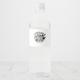 Eat Drink And Be Scary Halloween Design Trendy Art Water Bottle Label