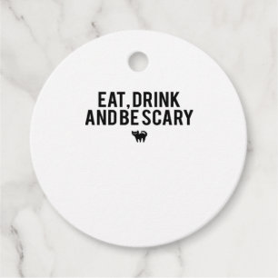 Eat Drink And Be Scary Halloween Fan Text Art Crea Favor Tags