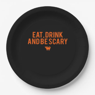 Eat Drink And Be Scary Halloween Fan Text Art Esse Paper Plates