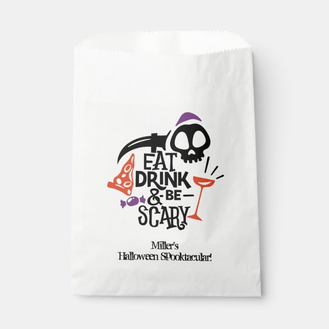 Eat Drink and Be Scary Halloween Favor Bag (Front)