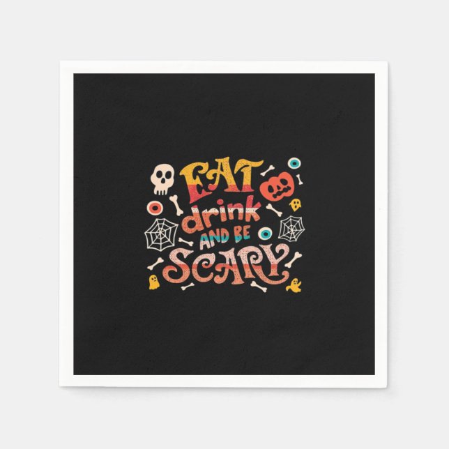 Eat Drink And Be Scary Halloween Funny Essential C Napkins (Front)