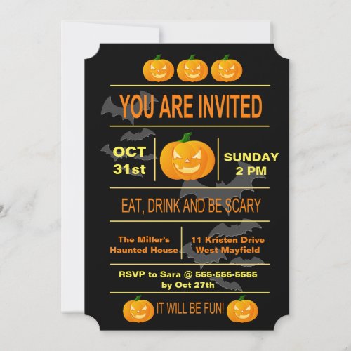 Eat Drink And Be Scary Halloween Invitation