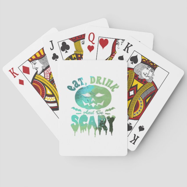 Eat Drink And Be Scary Halloween Light Poker Cards (Back)