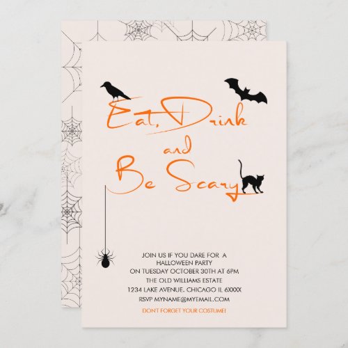 Eat Drink and Be Scary Halloween Party Card