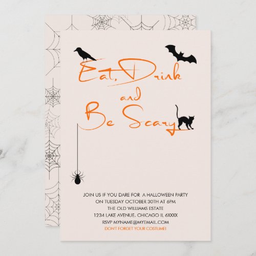 Eat Drink and Be Scary Halloween Party Card