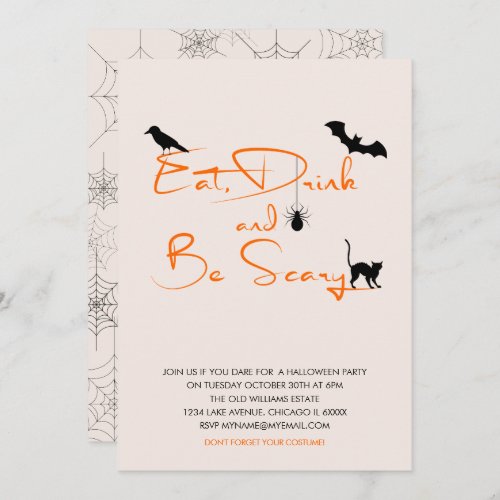 Eat Drink and Be Scary Halloween Party Card