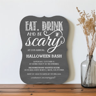 Eat, Drink and Be Scary Halloween Party Chalkboard Invitation