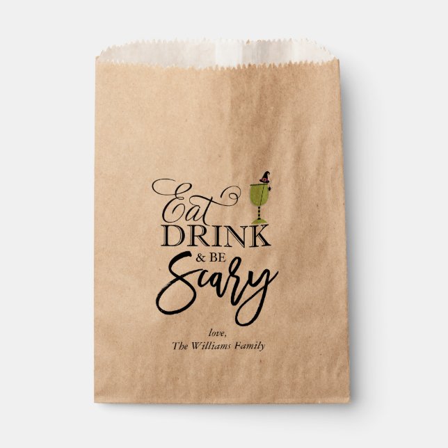 "Eat, Drink and Be Scary" Halloween Party Favor Bag (Front)