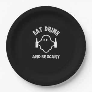 Eat Drink And Be Scary Halloween Party Funny Ghost Paper Plates