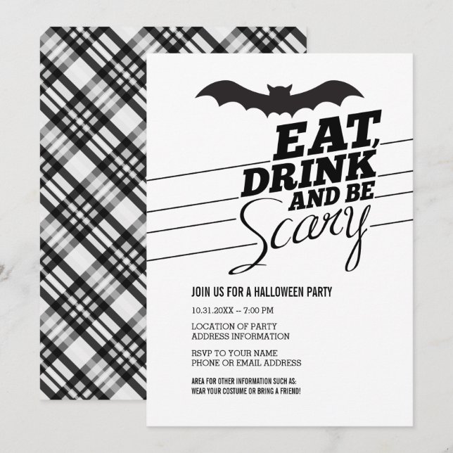 Eat, Drink and Be Scary - Halloween Party Invitation (Front/Back)
