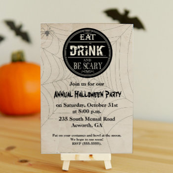Eat Drink And Be Scary Halloween Party  Invitation by SugSpc_Invitations at Zazzle