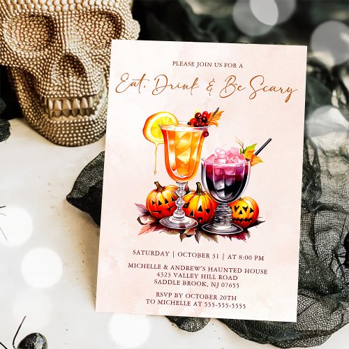 Eat Drink And Be Scary Halloween Party  Invitation