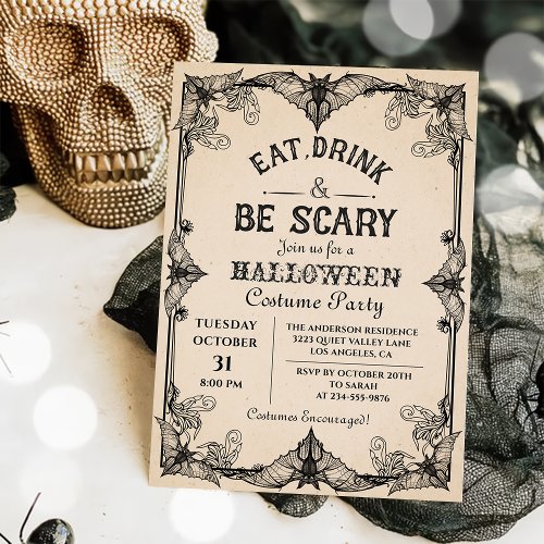 Eat Drink And Be Scary Halloween Party  Invitation
