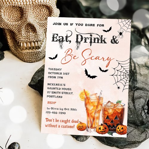 Eat Drink And Be Scary Halloween Party Invitation