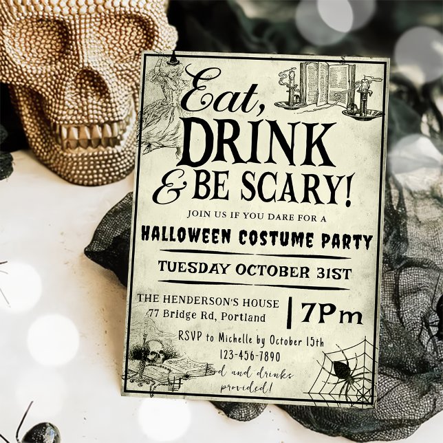 Eat Drink And Be Scary Halloween Party Invitation (Creator Uploaded)