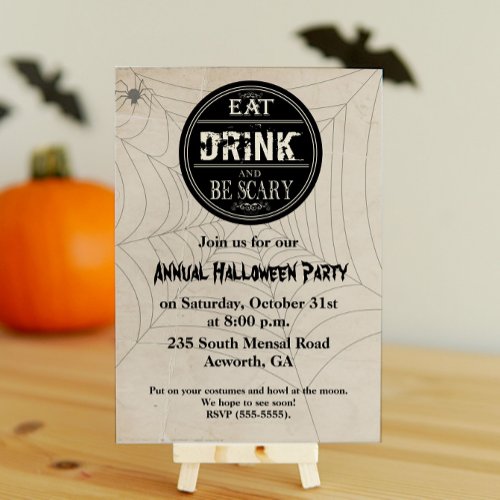 Eat Drink and Be Scary Halloween Party  Invitation