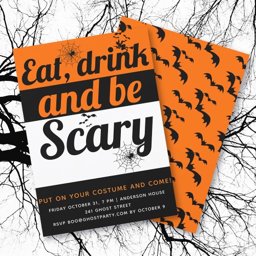 Eat drink and be scary Halloween party Invitation