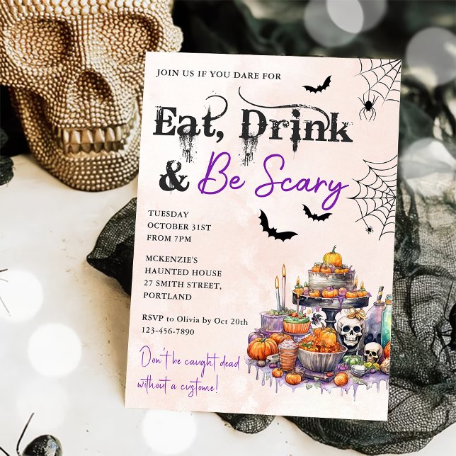Eat Drink And Be Scary Halloween Party Invitation (Creator Uploaded)