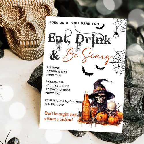Eat Drink And Be Scary Halloween Party Invitation
