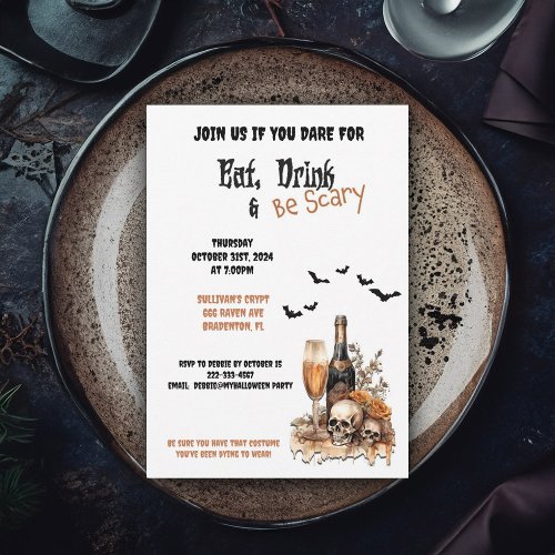 Eat Drink and Be Scary Halloween Party Invitation