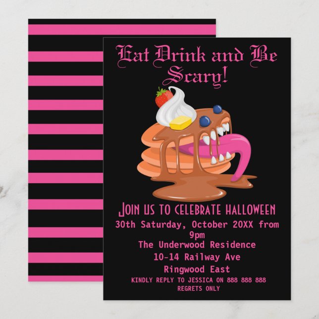 EAT DRINK AND BE SCARY HALLOWEEN PARTY INVITATION (Front/Back)
