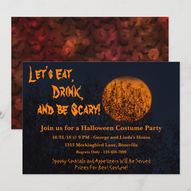 Eat, Drink and Be Scary Halloween Party Invitation (Front/Back)