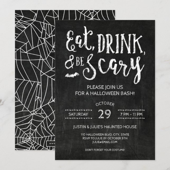 Eat Drink and Be Scary Halloween Party Invitation (Front/Back)