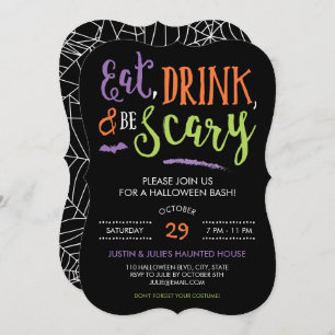 Eat Drink and Be Scary Halloween Party Invitations