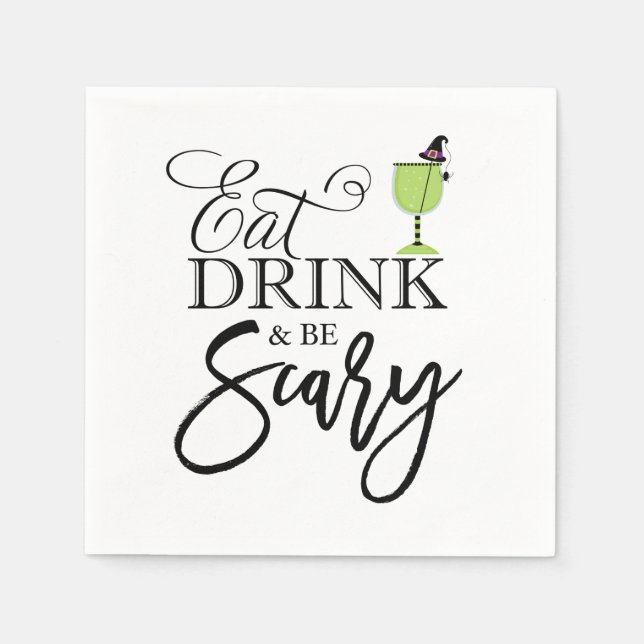 "Eat, Drink and Be Scary" Halloween Party Napkins (Front)
