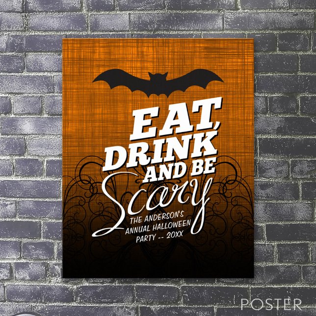 Eat, Drink and Be Scary - Halloween Party Poster (Halloween Poster)