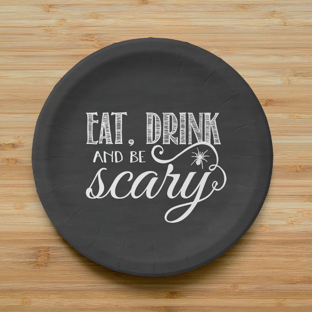 Eat, Drink and Be Scary Halloween Party Spider Paper Plates (Creator Uploaded)