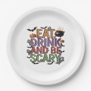 Eat Drink And Be Scary Halloween Party Spooky Desi Paper Plates