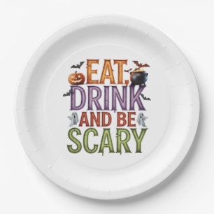 Eat Drink And Be Scary Halloween Party Spooky Desi Paper Plates