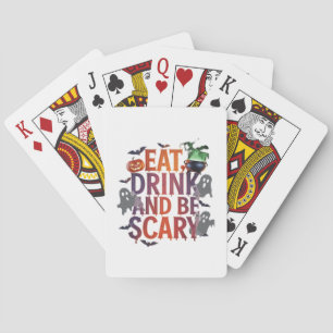 Eat Drink And Be Scary Halloween Party Spooky Desi Poker Cards
